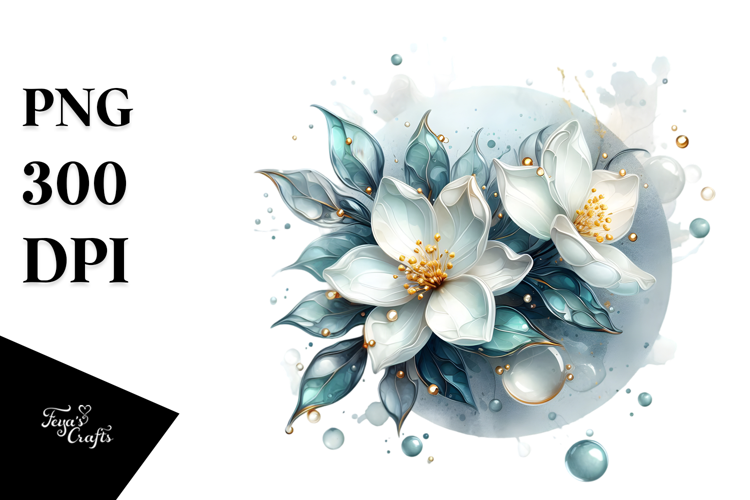 Glossy Jasmine with Golden Insertions PNG
