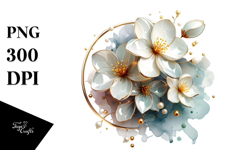 Glossy Jasmine with Golden Insertions PNG