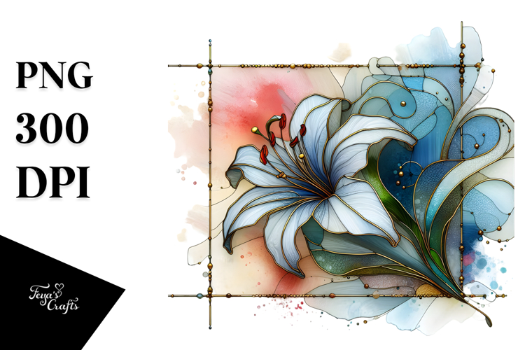 Stained Lily Watercolor Splash PNG