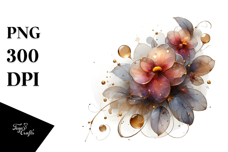 Glossy Impatiens with Golden Insertions PNG
