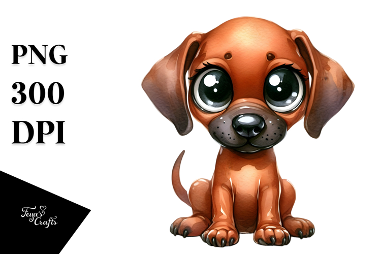Watercolor Cute Baby Rhodesian Ridgeback | Clipart