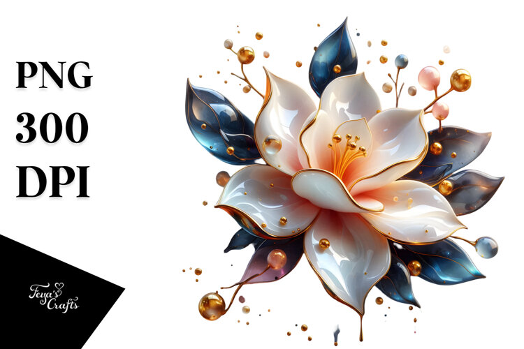 Abstract Glossy Gardenia PNG example image 1