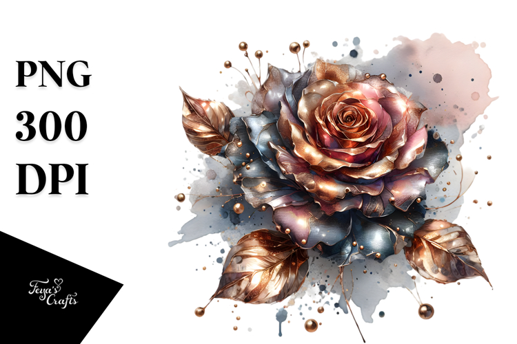 Abstract Rose with Golden Insertions