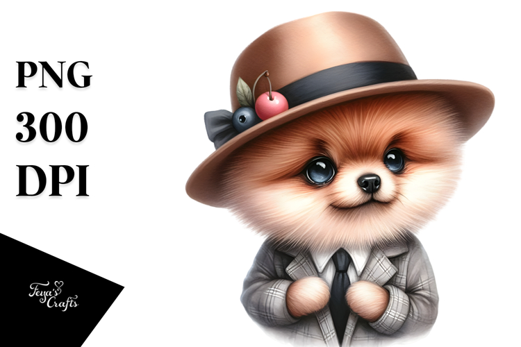 Watercolor Pomeranian with Big Eyes