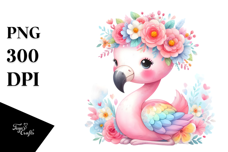 Pastel Flamingo Sitting Clipart