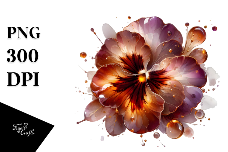 Abstract Golden Pansy with -like Material PNG