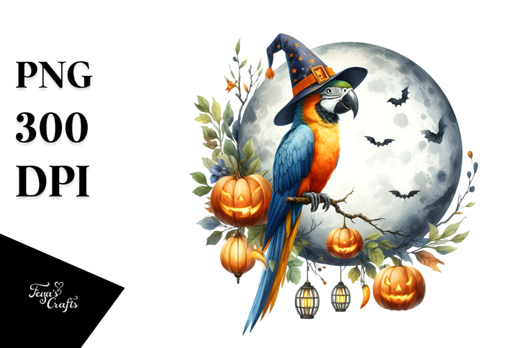 Macaw Dressed for Halloween PNG