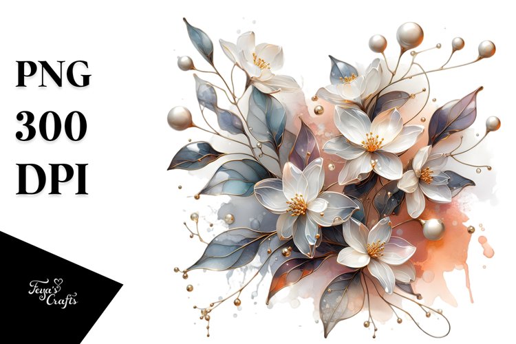 Abstract Jasmine with Golden Insertions | Sublimation | example image 1