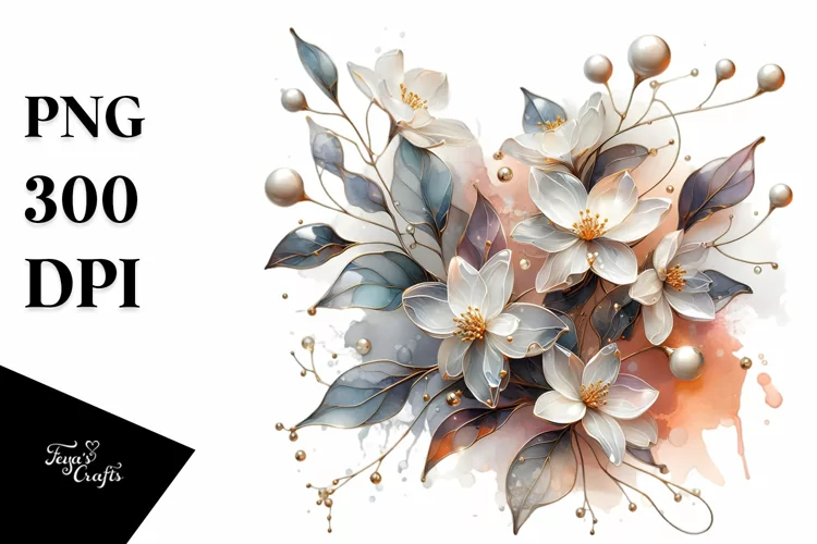 Abstract Jasmine with Golden Insertions | Sublimation |