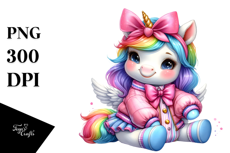 Cute Baby Unicorn Dressed PNG