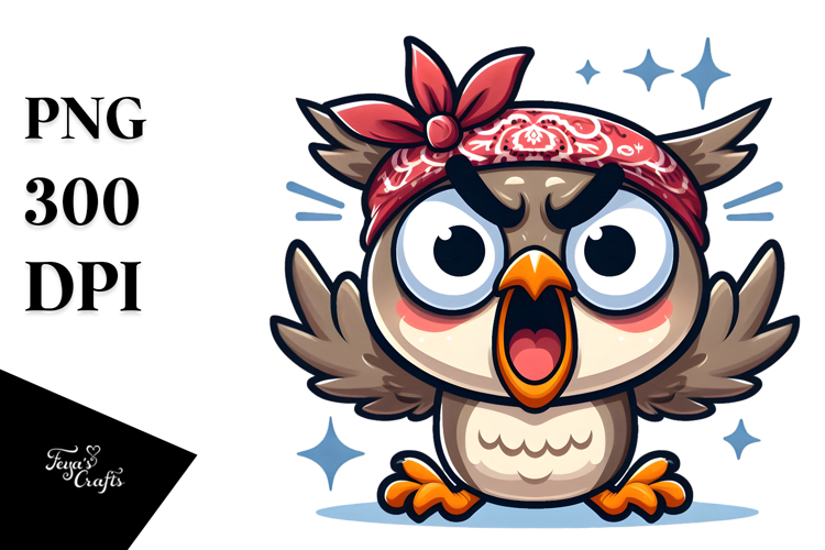 Silly Owl with Bandana, Transparent PNG