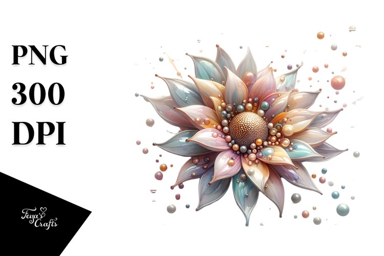 Shiny Sunflower with Metallic Insertions PNG