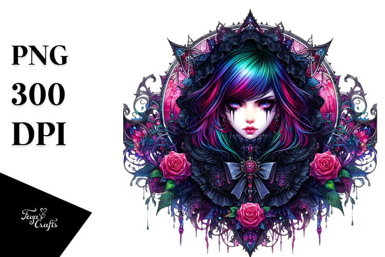 Vibrant Gothic Girl, Transparent PNG