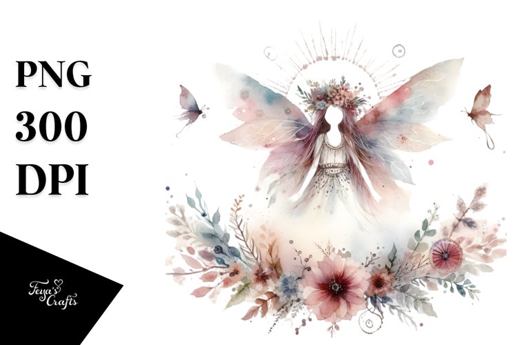 Washed Watercolor Boho Fairy example image 1