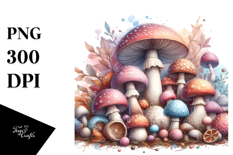 Detailed Pastel Shiny Mushroom PNG