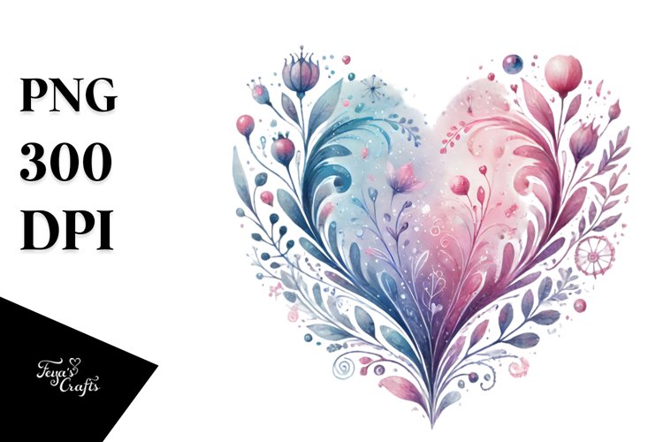 Washed Watercolor Heart, PNG