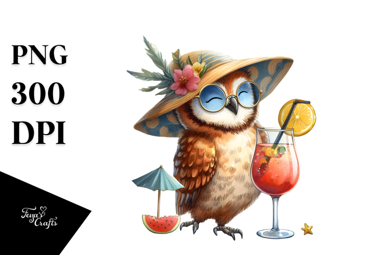 Happy Owl, Beachwear Cocktail PNG