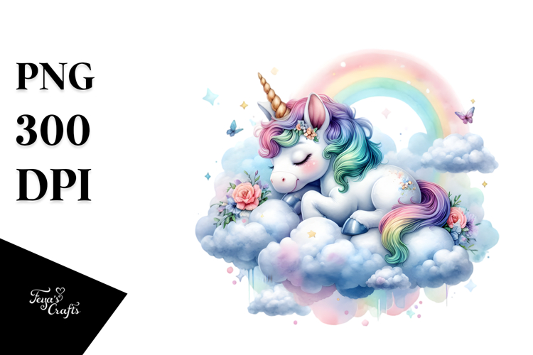 Baby Unicorn Napping PNG