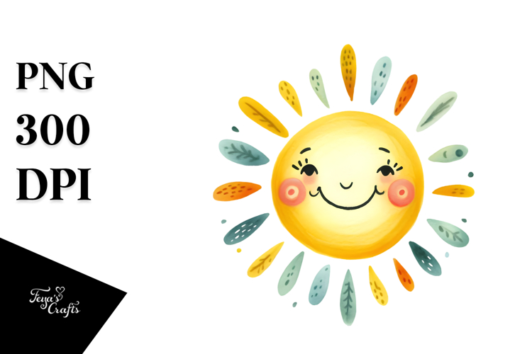 Whimsical Smiling Sun PNG