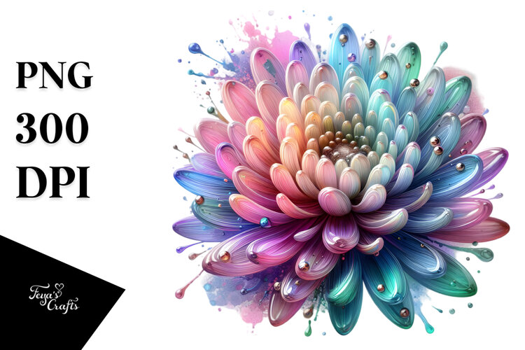 Vibrant Pastel Chrysanthemum PNG example image 1