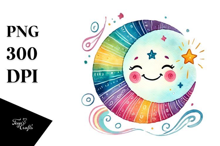 Whimsical Smiling Moon PNG