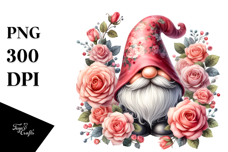 Cute Gnome with Delphinium PNG