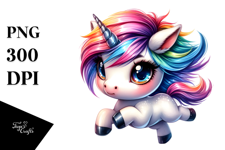 Funny Baby Unicorn with Cool Haircut, Transparent PNG