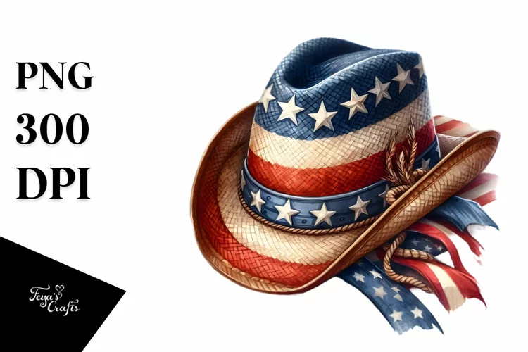 Watercolor Vintage Hat | USA Flag Collors | Watercolor