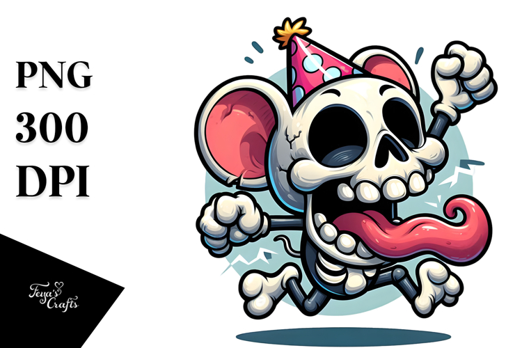 Playful Animal Skull with Birthday Hat, Trending PNG