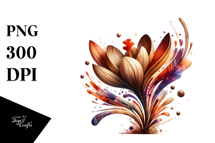 Abstract Wooden Stained Crocus Watercolor Splash