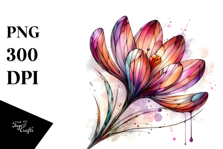 Abstract Wooden Stained Crocus Watercolor Splash