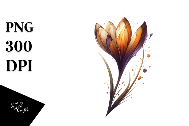 Abstract Wooden Stained Crocus Watercolor Splash
