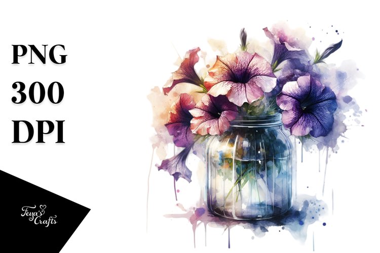 Abstract Jar Petunia Sublimation Clipart