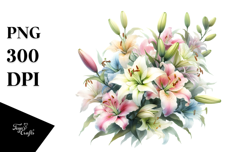 Colorful Lily Watercolor PNG