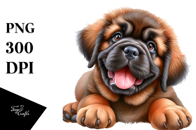 Baby Mastiff with Floral PNG