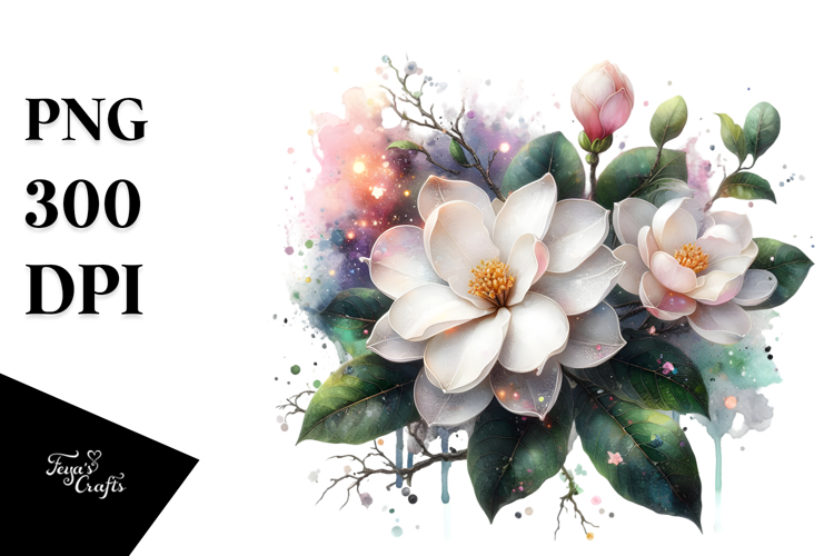 Stylish Gardenia with Metal Insertions, PNG