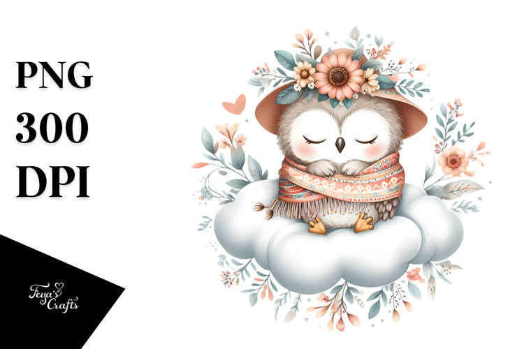 Boho Baby Owl PNG