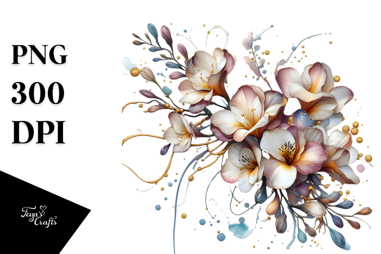 Glossy Freesia Watercolor Splash PNG