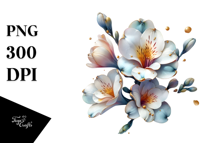 Glossy Freesia Watercolor Splash PNG