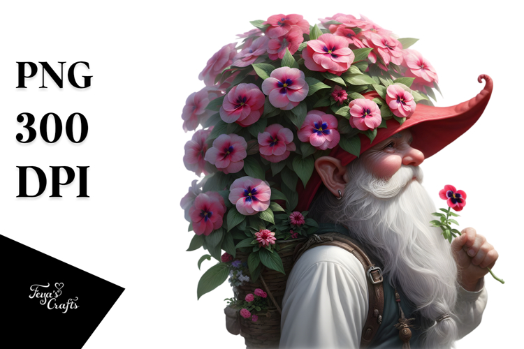 Detailed Gnome with Impatiens Bouquet | Digital Painting