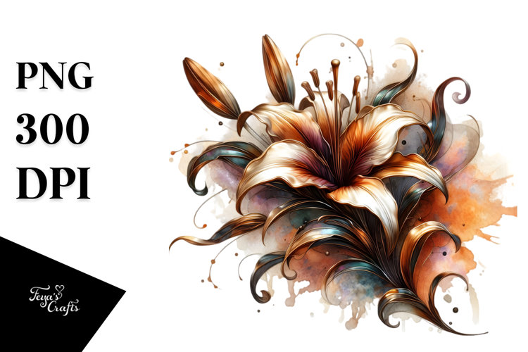 Abstract Shiny Lily Watercolor Splash