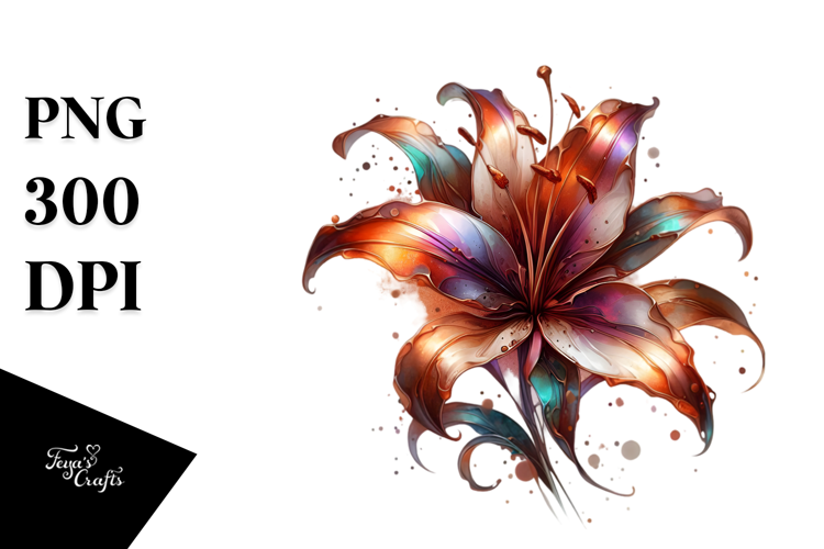 Abstract Shiny Lily Watercolor Splash