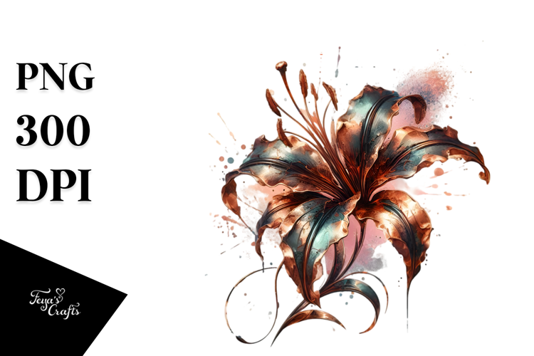 Abstract Shiny Lily Watercolor Splash