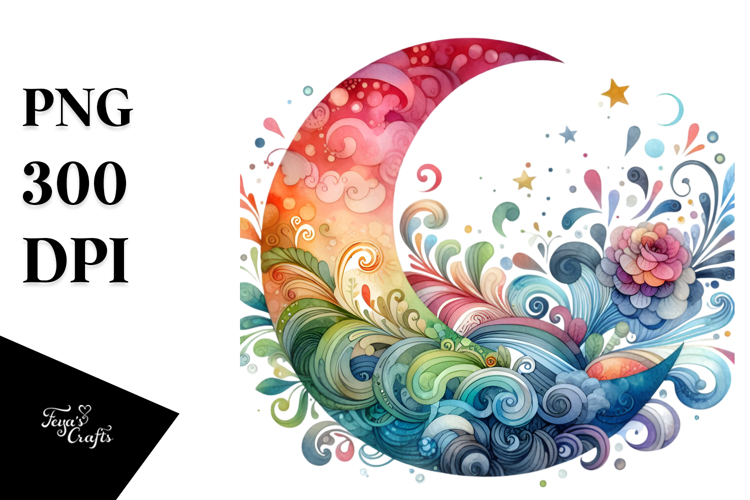Colorful Vibrant Half Moon PNG