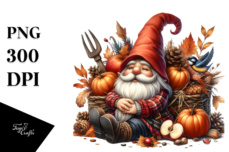 Detailed Autumn Gnome PNG