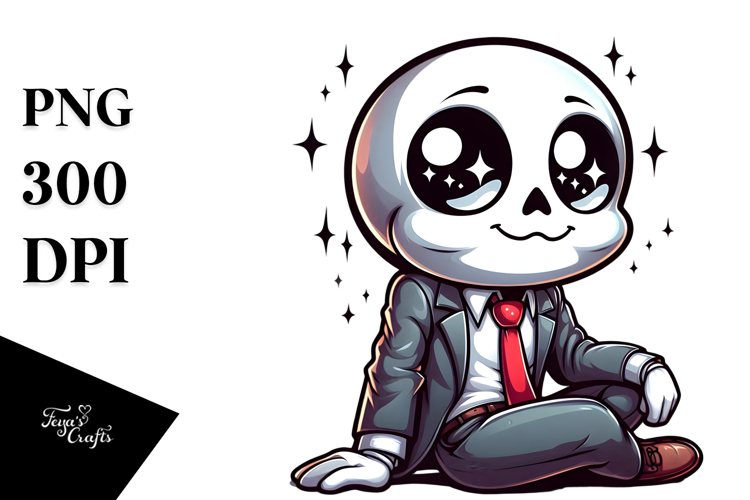 Fancy Skull in Suit, Transparent PNG example image 1