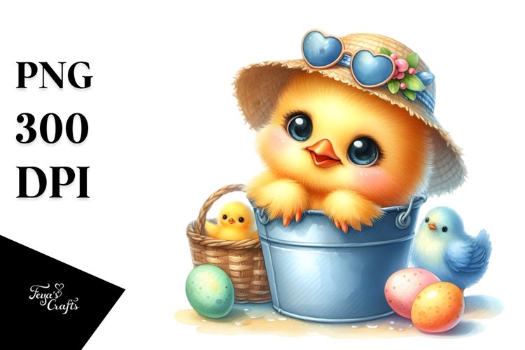 Colorful Baby Chicken with Summer Clothes PNG