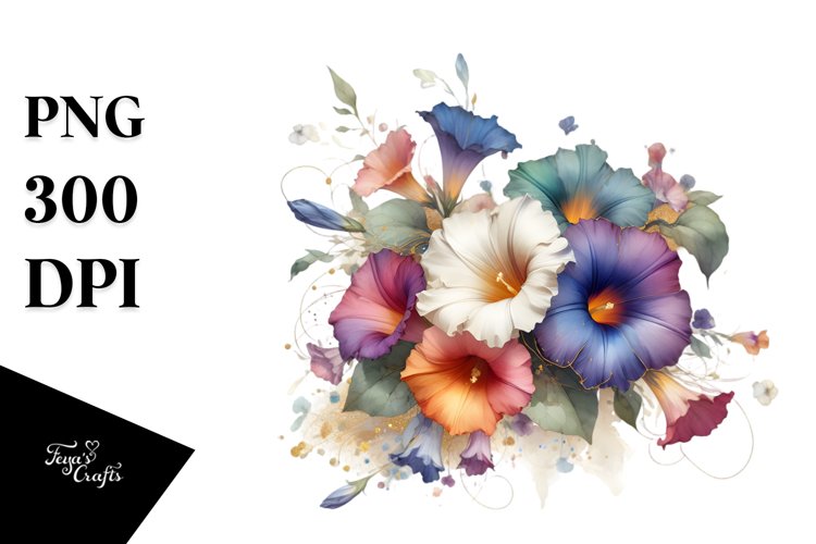 colorfull Bouquet with colorfull Morning Glory Splash |