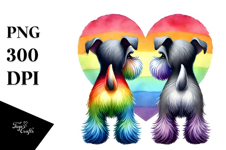 Rainbow Cute Miniature Schnauzer PNG