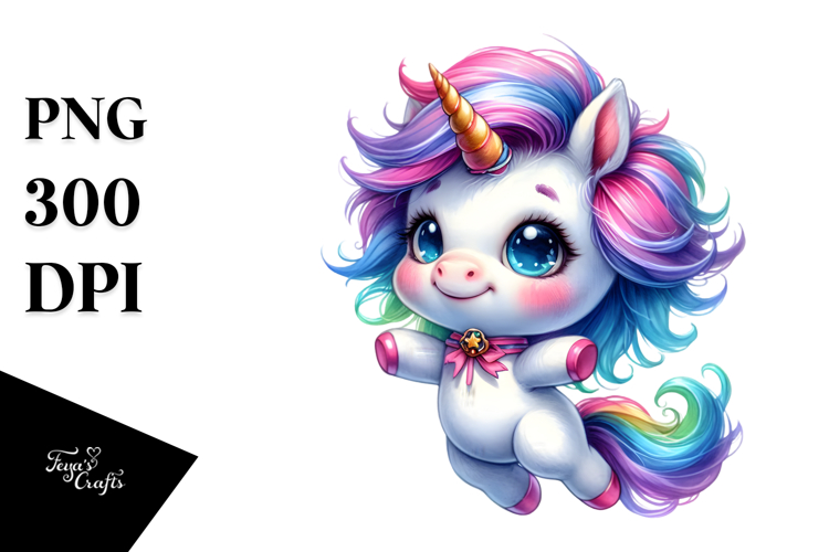 Cute Baby Unicorn Jumping